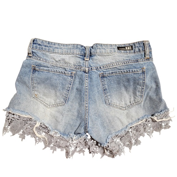 Kut From The Kloth Allison Shorts Cut Off Denim 6 Raw‎ Laced Hem Rework Boho - Picture 5 of 6